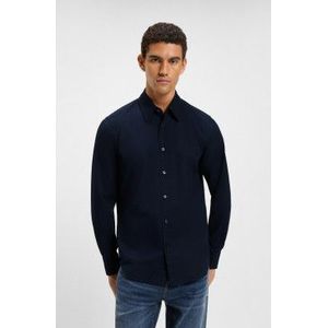 BOSSvoor mannen. 50548959 Overhemd Regular Fit marine (S), Blauw, Katoen, Lange mouwen, Marineblauw