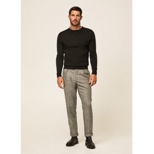Hackett Londonvoor mannen. HM212367 Grove visgraat broek grijs (34/32), Casual, Wol