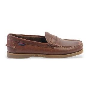 Sebagovoor mannen. 76114QW Dolfijn Gewaxt leren loafers bruin (41), Leer, Plat, Geen, Casual, Klassiek