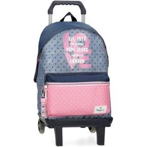 Pepe Jeansvoor meisjes. 68223T1 Noni denim rugzak 42 cm met trolley blauw (OSFA), Casual, Polyester, kinderkleding