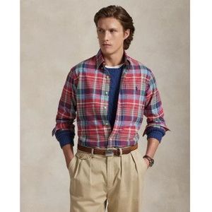 Polo Ralph Laurenvoor mannen. 710P00629002 Geruit overhemd Oxford Custom Fit rood (XL), Casual, Katoen, Lange mouwen