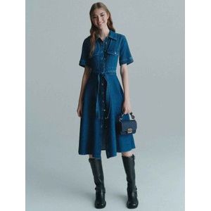Marellavoor vrouwen. 2523226024200 Fagotto denim overhemdjurk (38), Blauw, Casual, Katoen, Korte mouwen