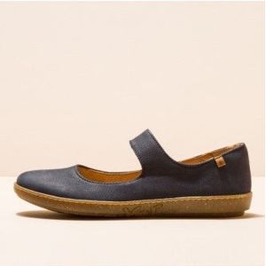 El Naturalistavoor vrouwen. 253012NF0005_0B0 Leren ballerina's N5301 Marine Koraal (36), Leer, Blauw, Plat, 1 tot 3 cm, Klittenband, Casual
