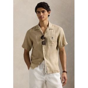 Polo Ralph Laurenvoor mannen. 710966421003 Shirt mouw sport beige (S), Casual, Vlas, Korte mouwen