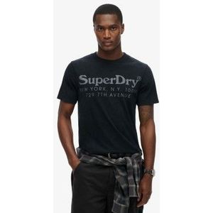 Superdryvoor mannen. M1012015A Ton-sur-ton T-shirt met Venue-logo zwart (S), Casual, Katoen, Korte mouwen