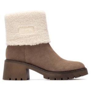 Carmelavoor vrouwen. 16265901-TAUPE Leren enkellaars 162659 bruin (37), Leer, 3 tot 5 cm, Ritssluiting, Casual
