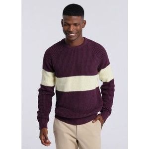 Bendorffvoor mannen. 870065099 Maroon box-collared trui (S), Casual, Granaatappel, Katoen, Klassiek, Lange mouwen