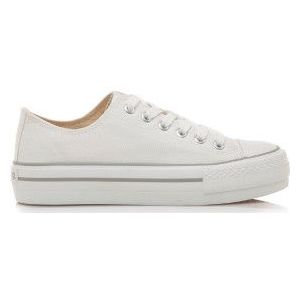 Mustangvoor vrouwen. 60173 Bigger-X Sneakers wit (38), Stof, 1 tot 3 cm, Veters, Casual
