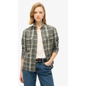 Superdryvoor vrouwen. W4010447A Houthakkers blauw geruit flanellen overhemd (XS), Casual, Katoen, Lange mouwen