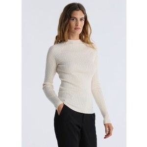 Victorio & Lucchino, V&Lvoor vrouwen. 350248208 Geribde pullover met raglanmouwen beige (XS), Casual, Viscose, Lange mouwen