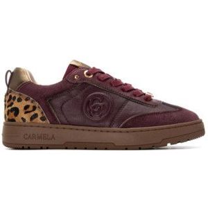 Carmelavoor vrouwen. 16250405-BURDEOS Leren sportschoenen 162504 rood (37), Leer, Plat, Veters, Casual