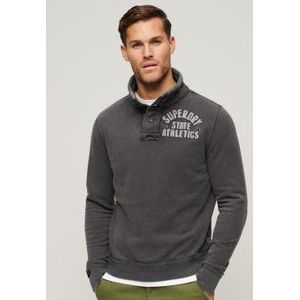 Superdry Vintage Athletic Henley Sweatshirt Met Halve Rits Zwart Man