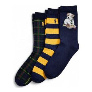 Polo Ralph Laurenvoor jongens. 444P03154001 Set van 3 paar Dog navy enkelsokken (8/9.5años=136/142), Homewear, Katoen, Marineblauw, kinderkl