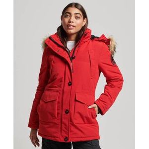 Superdryvoor vrouwen. W5011572A Parka Everest rood met imitatiebont en capuchon (S), Casual, Polyester