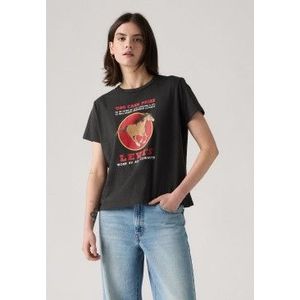 Levi'svoor vrouwen. A8804-0050 Grafisch Boxy T-shirt (L), Beige, Casual, Katoen, Korte mouwen