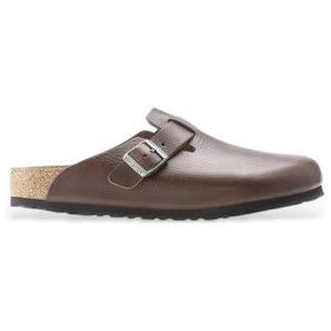 Birkenstockvoor mannen. 1023449 Boston Grip Natuurlijk Gebraden Leren Klompen (40), Leer, Bruin, Plat, Gesp, Casual