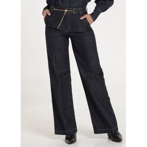 Victorio & Lucchino, V&Lvoor vrouwen. 300228163 Jeans Rechte jeans met marine ketting detail (30), Blauw, Casual, Katoen, Denim