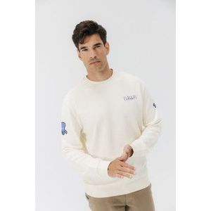 elPulpovoor mannen. 11030128073 Triple Logo Sweatshirt gebroken wit (L), Casual, Biologisch katoen, Duurzaam