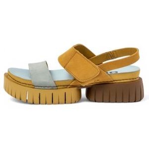 Artvoor vrouwen. 1188112F5003_024 Leren sandalen 1881 Madeira geel (37), Leer, 3 tot 5 cm, Klittenband, Casual