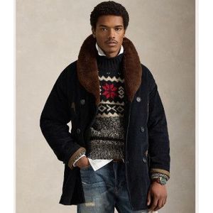 Polo Ralph Laurenvoor mannen. 710980943001 Zwarte ribfluwelen ranchjas (S), Casual, Katoen