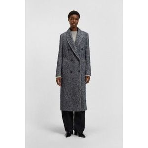 BOSSvoor vrouwen. 50548092 Lange gekruiste jas met grijze maxi print (36), Casual, Grijs, Polyamide