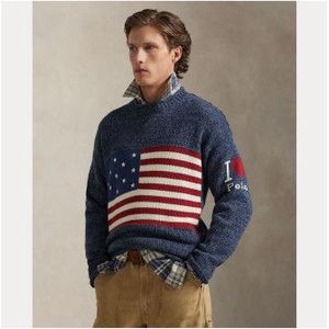 Polo Ralph Laurenvoor mannen. 710P05225001 Trui Hart Polo blauwe vlag (XL), Casual, Katoen