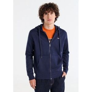 Lois Jeansvoor mannen. 164483023 Basic sweatshirt met capuchon en ritssluiting in marineblauw (S), Casual, Katoen, Lange mouwen