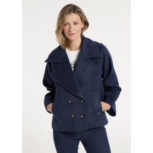 Victorio & Lucchino, V&Lvoor vrouwen. 390098207 Marine Kort Jasje (XS), Casual, Polyester, Marineblauw