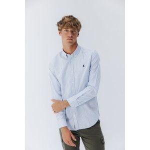 elPulpovoor mannen. 11050228154 Oxford overhemd blauw brede streep (M), Casual, Katoen, Lange mouwen