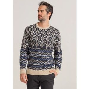 Bendorffvoor mannen. 870355288 Jersey met boxkraag en jacquardmotieven (S), Blauw, Casual, Katoen, Lange mouwen