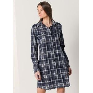 Lois Jeansvoor vrouwen. 447752397 Geruite korte jurk (XS), Casual, Katoen, Lange mouwen, Marineblauw