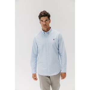 elPulpovoor mannen. 11050228326 Blauw Oxford overhemd (M), Casual, Feest, Katoen, Klassiek, Lange mouwen