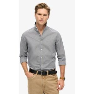 Superdryvoor mannen. M4010860A Grijs casual overhemd met lange mouwen (XXL), Katoen