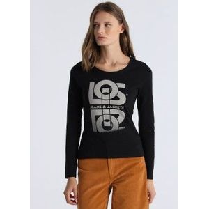 Lois Jeansvoor vrouwen. 423442889 Paris Neo T-shirt blauw (XS), Casual, Katoen, Lange mouwen