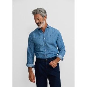 Silbonvoor mannen. 134155 Sport denim overhemd blauw (S), Casual, Katoen, Lange mouwen