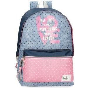 Pepe Jeansvoor meisjes. 6822321 Noni denim rugzak 42 cm blauw, roze (OSFA), Casual, Veelkleurig, Polyester, kinderkleding