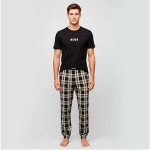 BOSSvoor mannen. 50535875 Effen en geruite zwarte pyjamaset (M), Katoen, Lange mouwen