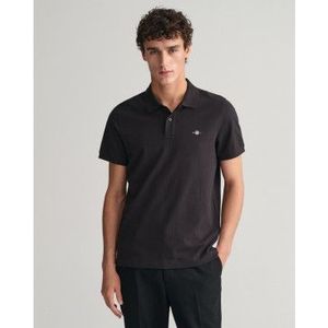 GANT Polo Ruggers Ss Zwart - Heren Katoen met Geborduurd Logo