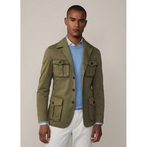 Hackett Londonvoor mannen. HM443420 Safari-jas groen (42/34), Casual, Katoen, Lange mouwen
