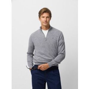 Silbonvoor mannen. 134233 Trui met halve rits grijs (S), Casual, Polyester