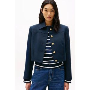 Tommy Hilfigervoor vrouwen. WW0WW44743 Blazer met marine gouden knopen (38), Casual, Gerecycled polyester, Duurzaam, Marineblauw