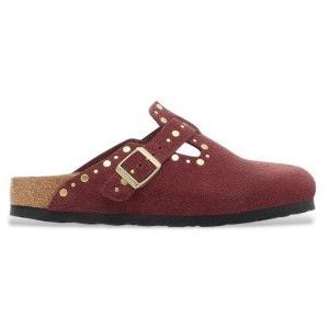 Birkenstockvoor vrouwen. 1030403 Leren klompen Boston klinknagels kastanjebruin (36), Leer, Plat, Geen, Casual, Granaatappel