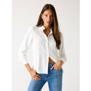 Guessvoor vrouwen. W5BH80W2982 Shirt met 4G logo
wit (S), Casual, Synthetisch, Lange mouwen
