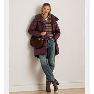 Lauren Ralph Lauren - 297P04101002 - Gewatteerde Donsjas - Donkerrood - Met Capuchon