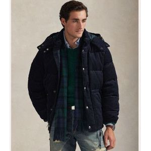 Polo Ralph Laurenvoor mannen. 710977078001 Wainwright marine corduroy donsjas (S), Casual, Wol, Marineblauw