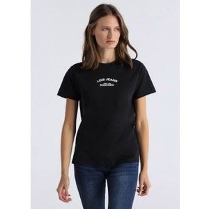 Lois Jeansvoor vrouwen. 423432888 Basic grafisch t-shirt korte mouw zwart (XS), Casual, Katoen, Korte mouwen