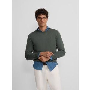 Silbonvoor mannen. 133600 Klassieke trui met ronde hals groen (S), Casual, Katoen