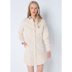 Lois Jeansvoor vrouwen. 447762384 Off-white korte jurk van dik ribfluweel (XS), Wit, Casual, Katoen, Lange mouwen