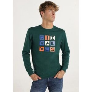 Six Valvesvoor mannen. 560831609 Groene alfabet soep sweater (S), Casual, Katoen