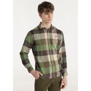 Bendorffvoor mannen. 840965622 Groen geruit flanellen overhemd (S), Casual, Katoen, Lange mouwen